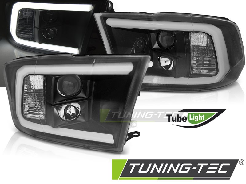 Чорні передні фари DODGE RAM із габаритами TUBE LIGHT