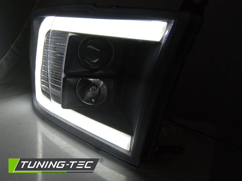 Чорні передні фари DODGE RAM із габаритами TUBE LIGHT