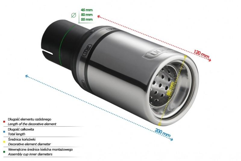 Насадка на глушник кругла Ulter N1-07, діаметр 80 мм.