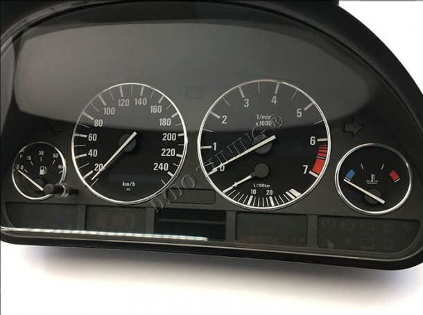 Хромовані кільця на прилади BMW 5 E39 / BMW 7 E38 / BMW X5 E53 (глянсові)