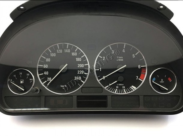 Хромовані кільця на прилади BMW 5 E39 / BMW 7 E38 / BMW X5 E53 (глянсові)