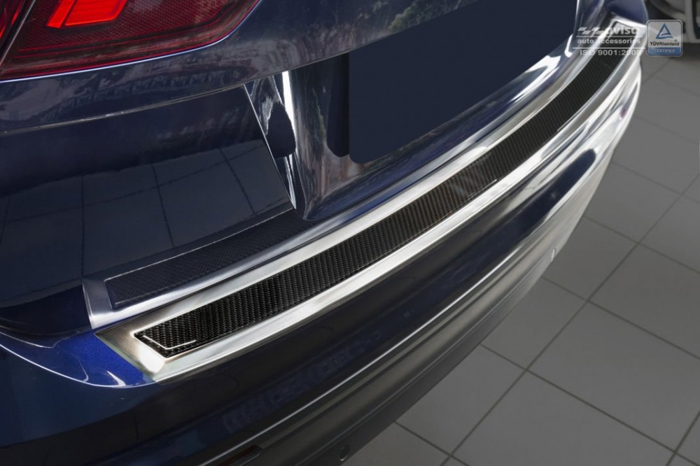 Накладка бампера VW Tiguan II / Tiguan Allspace (сталь+carbon)
