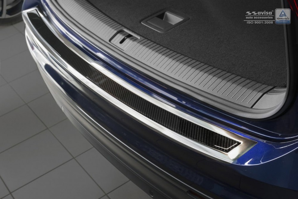 Накладка бампера VW Tiguan II / Tiguan Allspace (сталь+carbon)