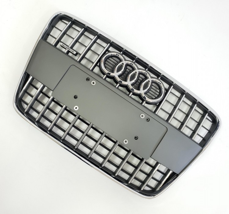 Сіра центральна решітка в бампер Audi Q7 4L стиль S-Line (2009-2015)