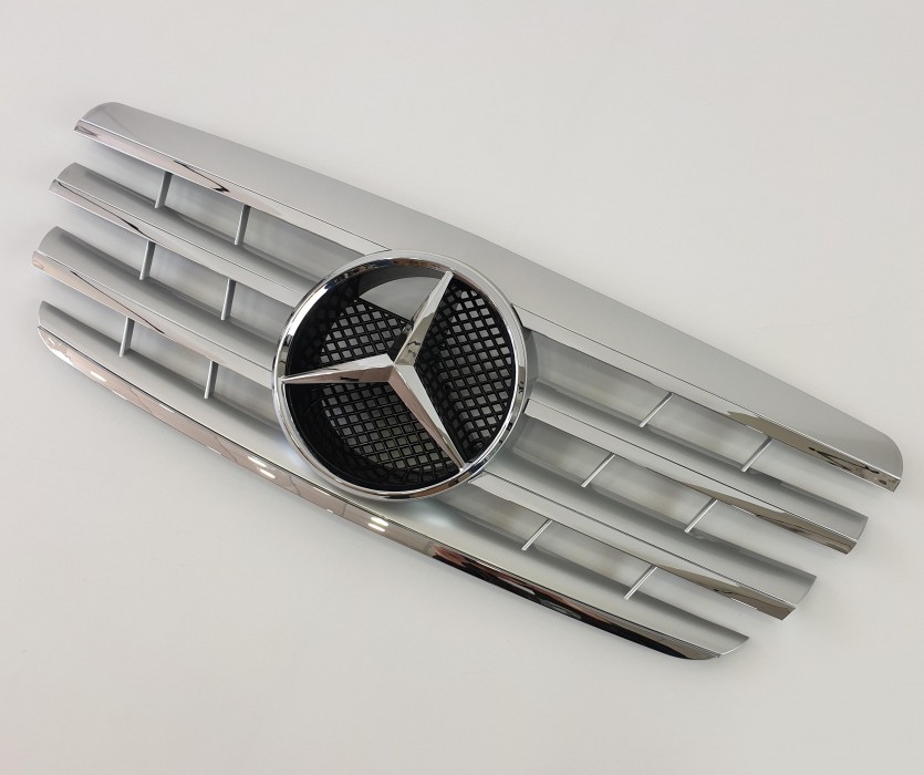 центральна решітка радіатора для Mercedes E-Class W210 (Cl Silver)