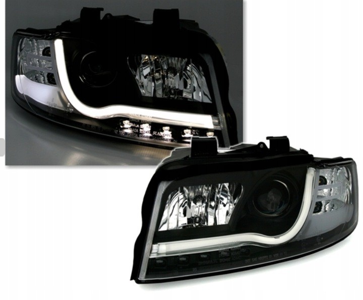 Чорні фари передні Tube lights AUDI A4 B6