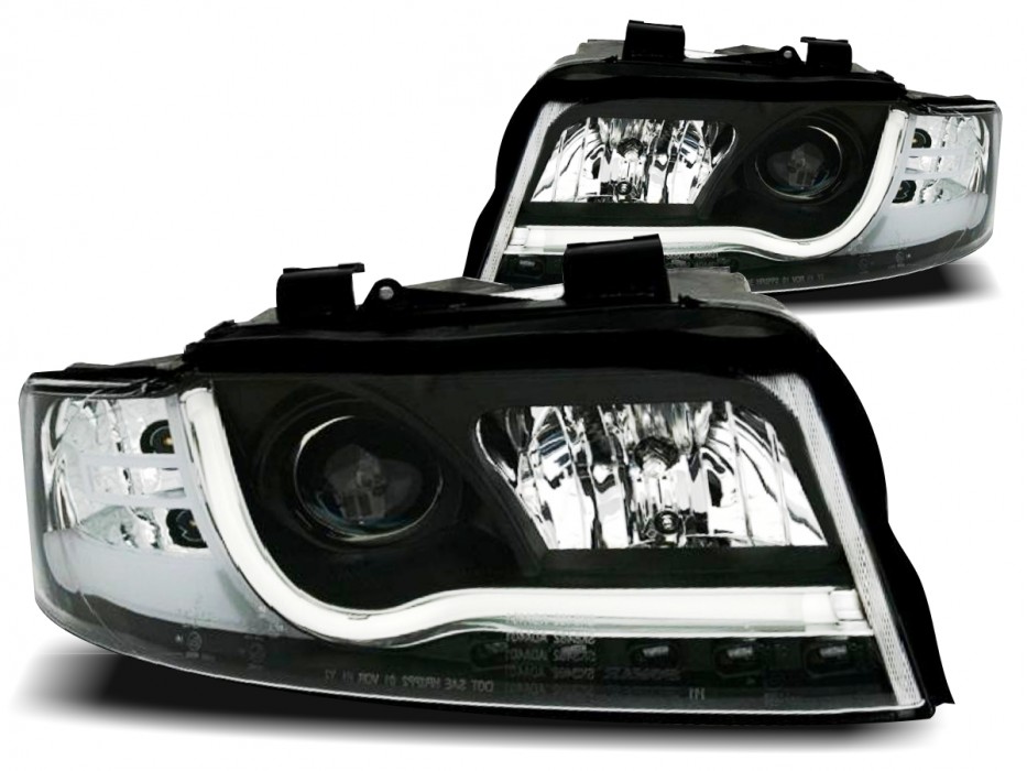 Чорні фари передні Tube lights AUDI A4 B6