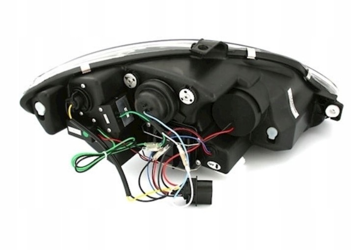 Чорні фари передні з діодним рядком Seat Leon 2, Altea, Toledo 3 2005-2009