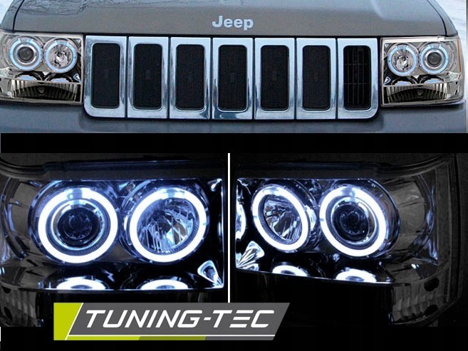 Передні тюнінгові фари JEEP GRAND CHEROKEE ZJ з кільцями