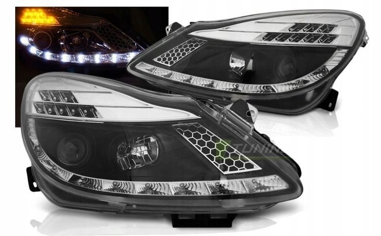 Фари передні Opel Corsa D дорестайл чорні з LED поворотами