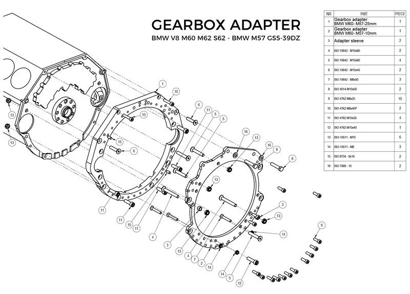 Gearbox adapter plate (перехідна плита) BMW M60/M62/S62 - BMW M50, M52, M57