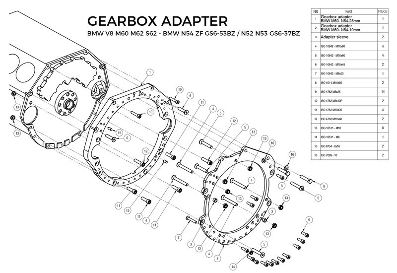 Gearbox adapter plate (перехідна плита) BMW M60/M62/S62 - BMW M50, M52, M57