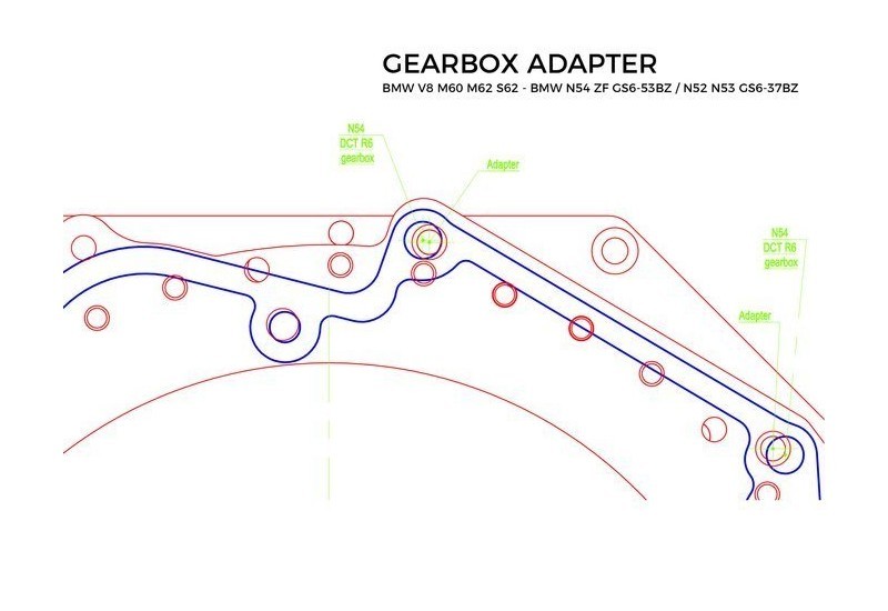 Gearbox adapter plate (перехідна плита) BMW M60/M62/S62 - BMW M50, M52, M57
