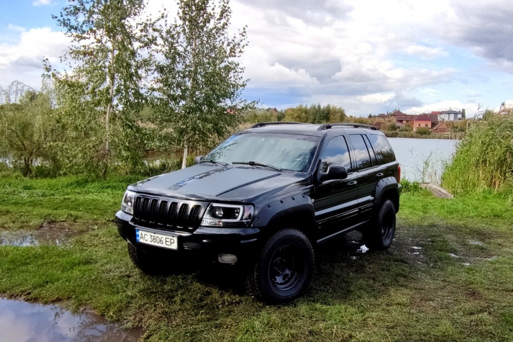 Передні фари Jeep Grand Cherokee WJ чорні, led габарити