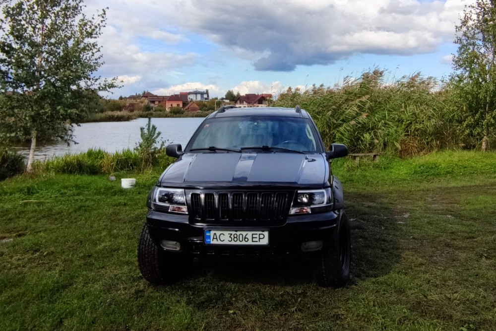 Передні фари Jeep Grand Cherokee WJ чорні, led габарити