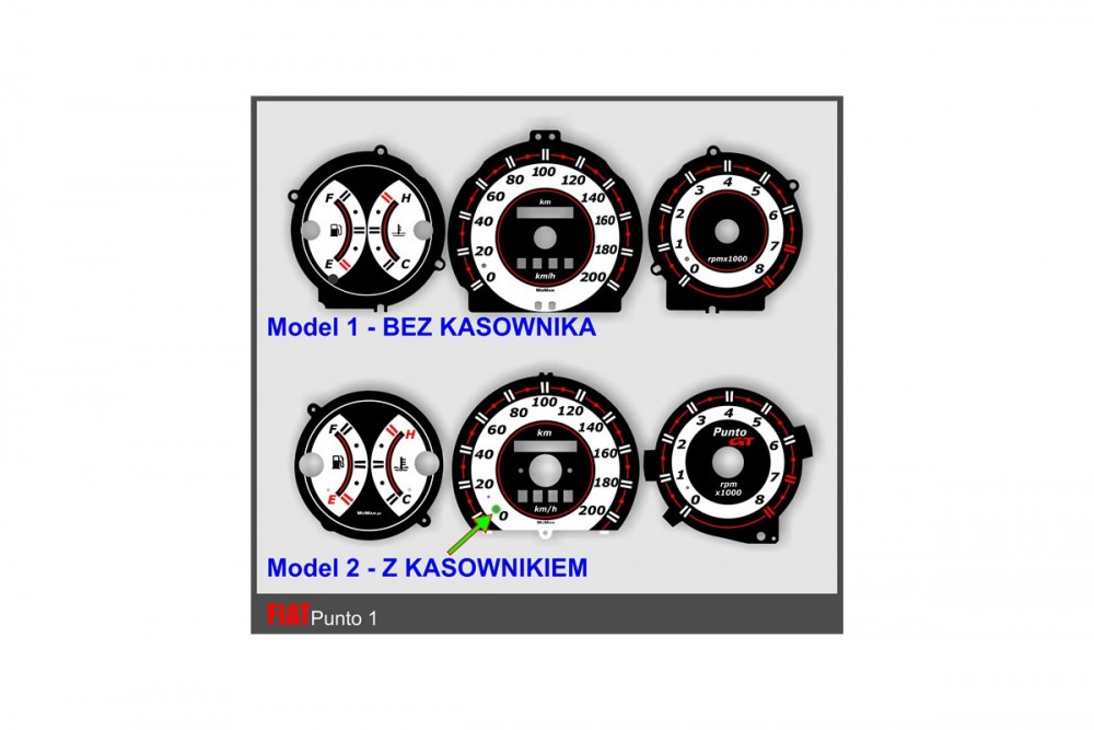 Тюнінгові накладки в щиток приладів Fiat Punto I вар. 2