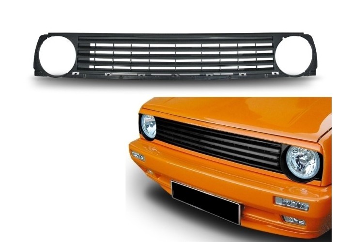 Решітка радіатора без логотипу VW Golf 2 чорна (2 фари)