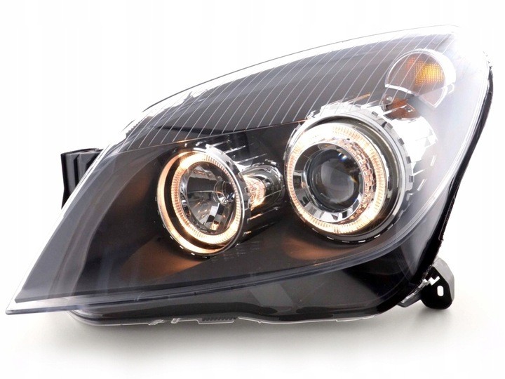 Чорні фари передні Opel Astra H з кільцями Angel Eyes