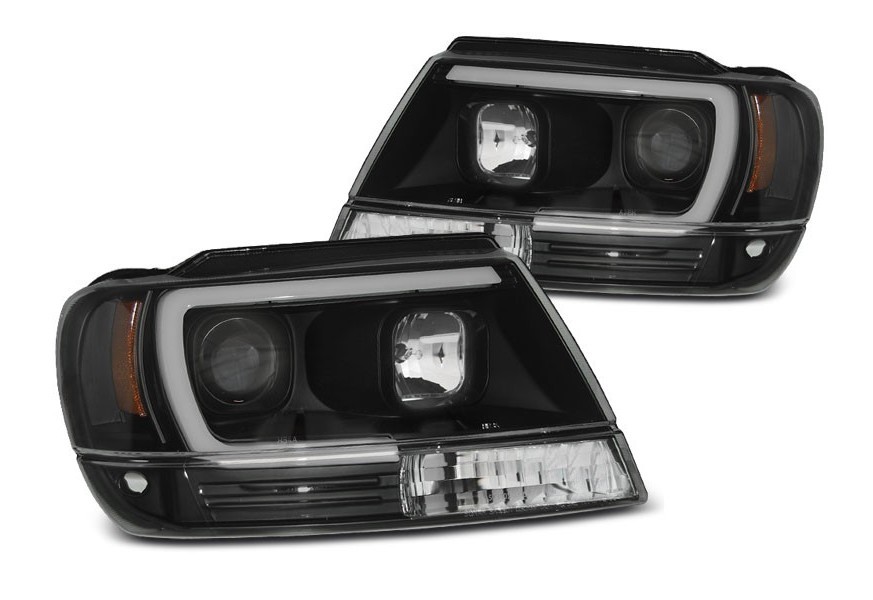 Передні фари Jeep Grand Cherokee WJ чорні, led габарити
