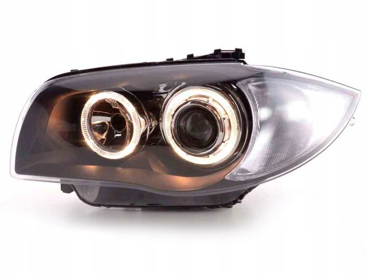 Передні фари BMW E87/ E81/ E82/ E88 чорні з кільцями