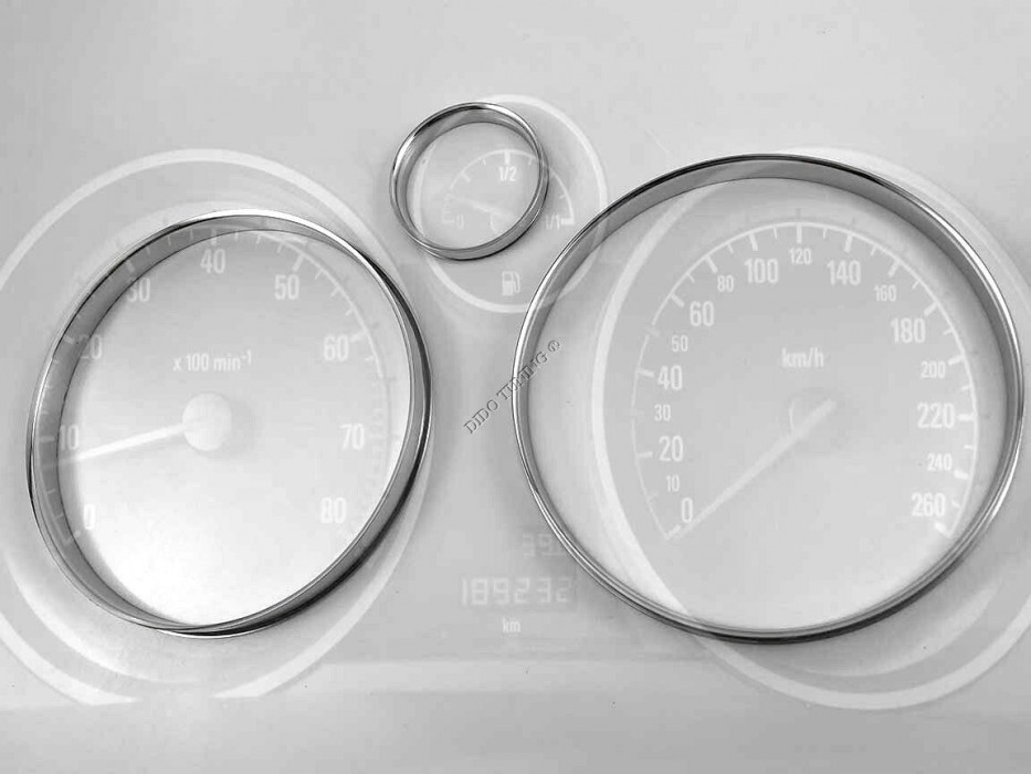 Хромовані кільця в щиток приладів Opel Astra H