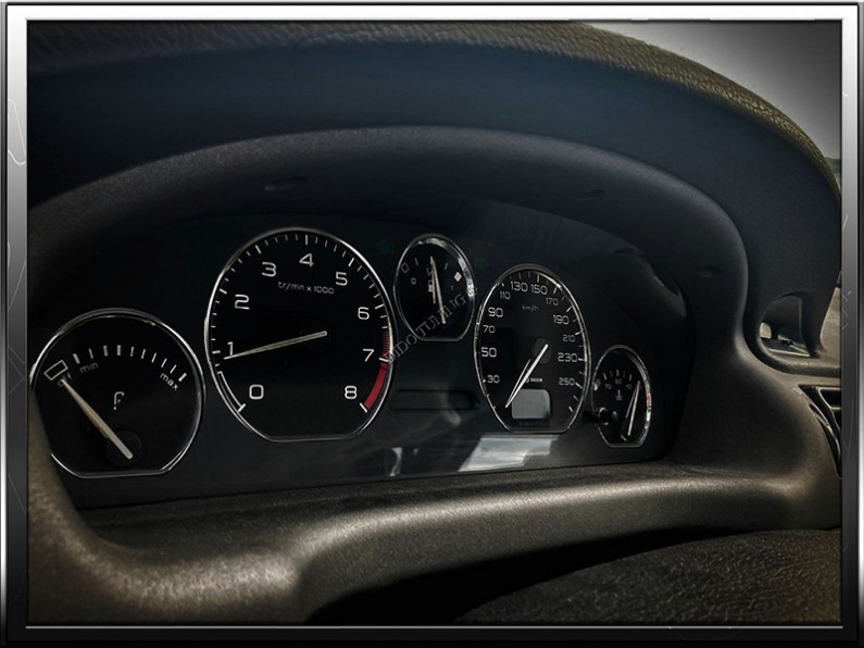 Хромовані кільця в панель приладів Peugeot 406 дорестайл (5 кілець)