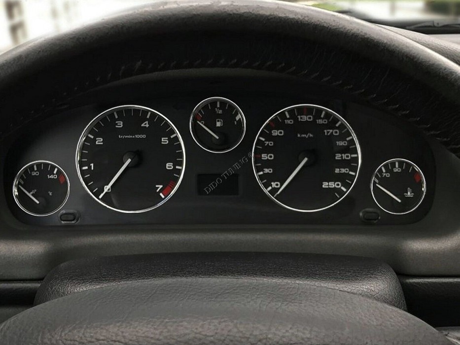 Хром кільця в щиток приладів Peugeot 406 рестайлінг (5 кілець)