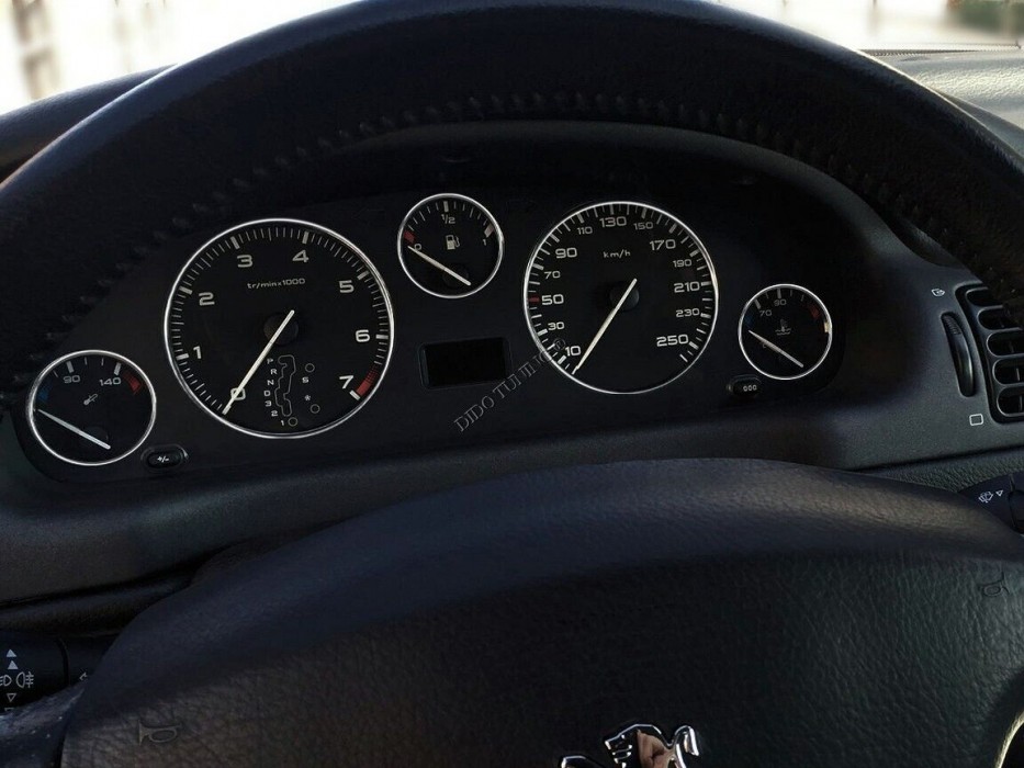 Хром кільця в щиток приладів Peugeot 406 рестайлінг (5 кілець)