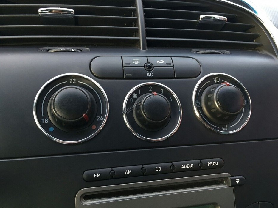 Хромовані кільця на ручки пічки Seat Leon II / Altea