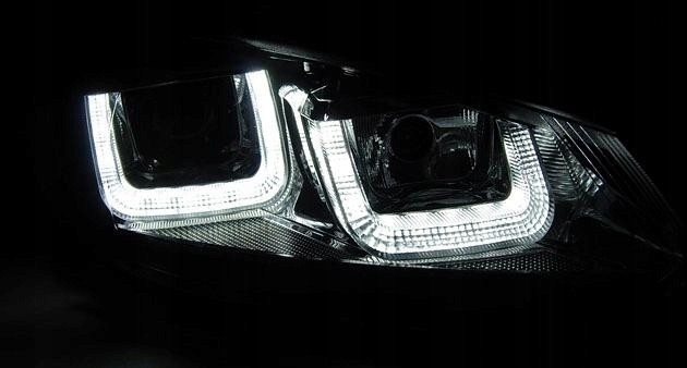 Тюнінгові фари передні VW Golf 7 чорні з хром смугою LED U-Type