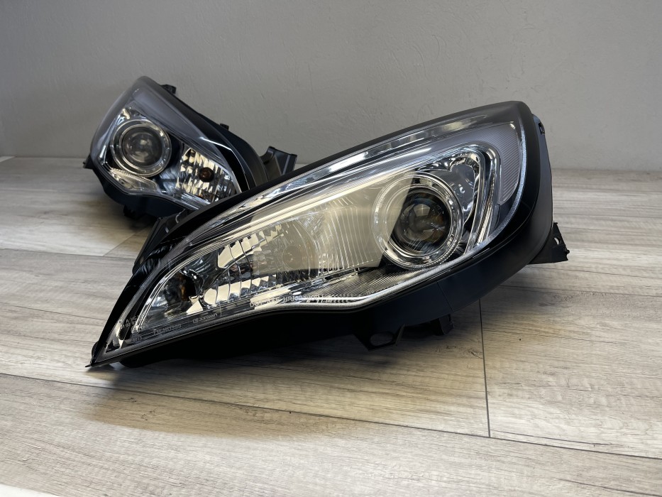 Тюнінгові передні фари Opel Astra J хромовані з DRL