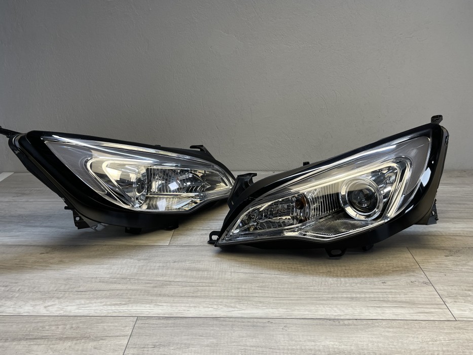 Тюнінгові передні фари Opel Astra J хромовані з DRL
