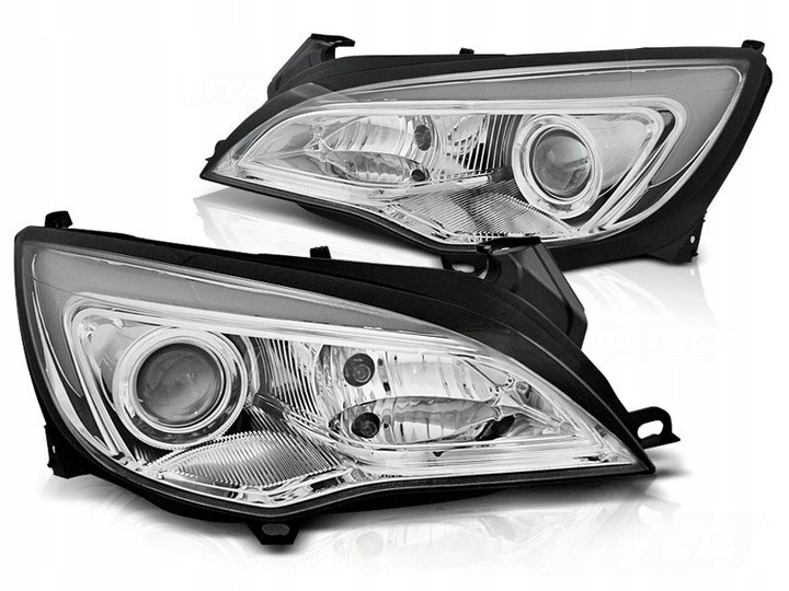Тюнінгові передні фари Opel Astra J хромовані з DRL