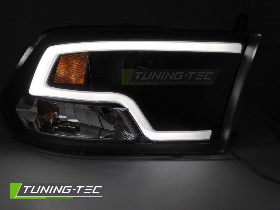 Чорні тюнінг фари передні Dodge RAM 2009-2018 оптика tube light