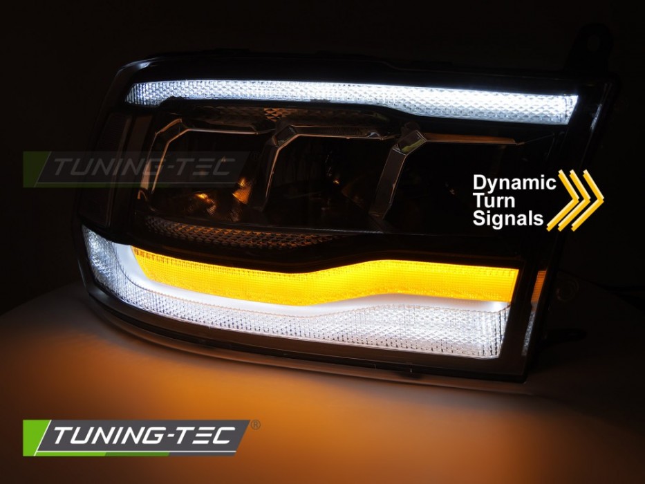 Чорні діодні фари передні Dodge Ram 2009-2018 тюнінг оптика full led
