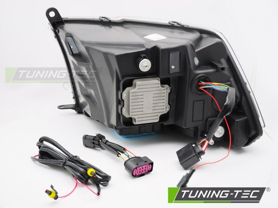 Чорні передні тюнінг фари Dodge Ram 1500 2009-2018 з функцією welcome lights