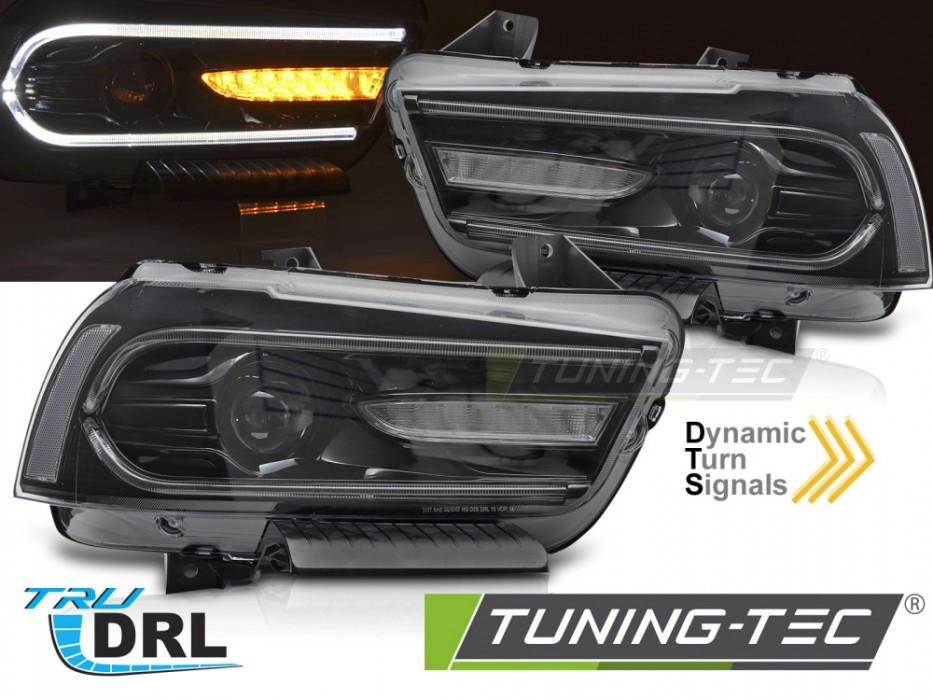 Тюнінгові фари передні Dodge Charger LX 2011-2015 оптика з лед поворотами