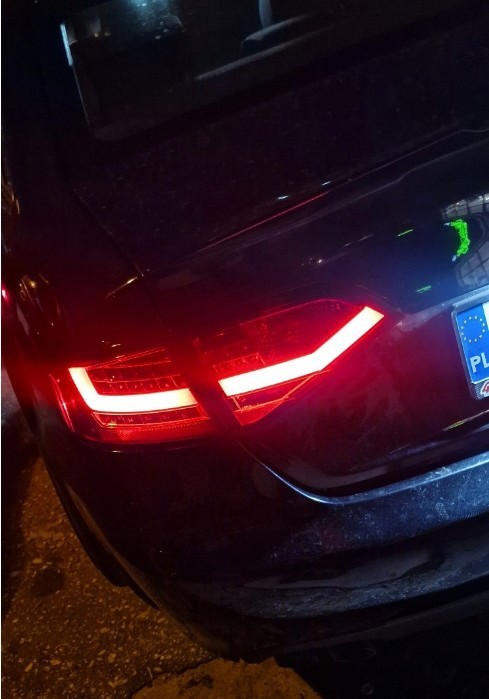 Задні ліхтарі тюнінгові Audi A4 B8 дорестайл седан червоно-білі