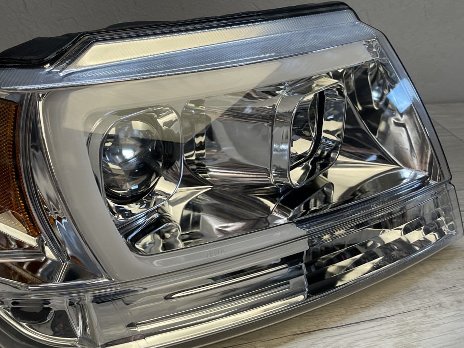 Фари передні Jeep Grand Cherokee WJ з LED габаритами, хро
