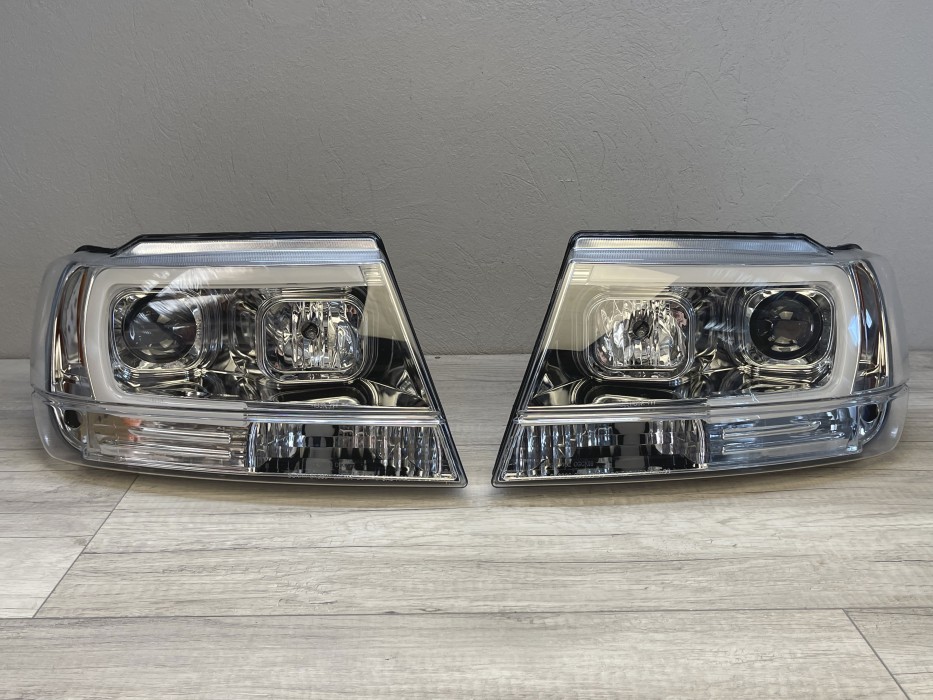 Фари передні Jeep Grand Cherokee WJ з LED габаритами, хро