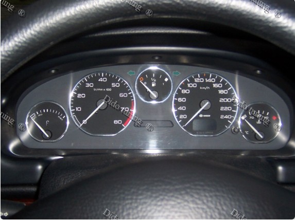 Хромовані кільця в панель приладів Peugeot 406 дорестайл (5 кілець)