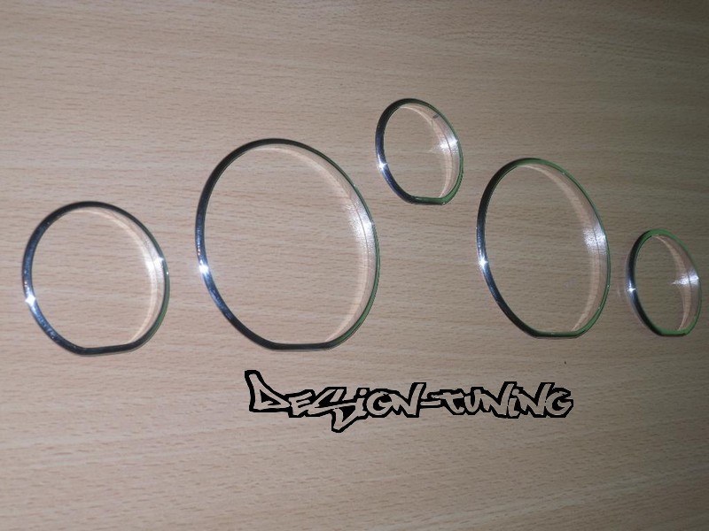 Хромовані кільця в панель приладів Peugeot 406 дорестайл (5 кілець)