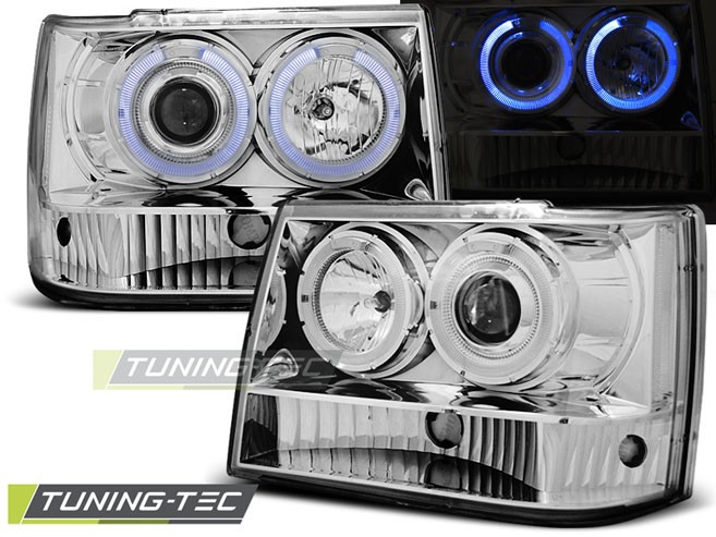 Передні тюнінгові фари JEEP GRAND CHEROKEE ZJ з кільцями