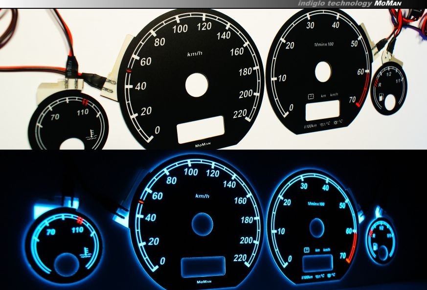 Тюнінг накладки в щиток приладів, що світяться Volkswagen Golf 3, Vento, Jetta 3, Polo 6N вар. 2