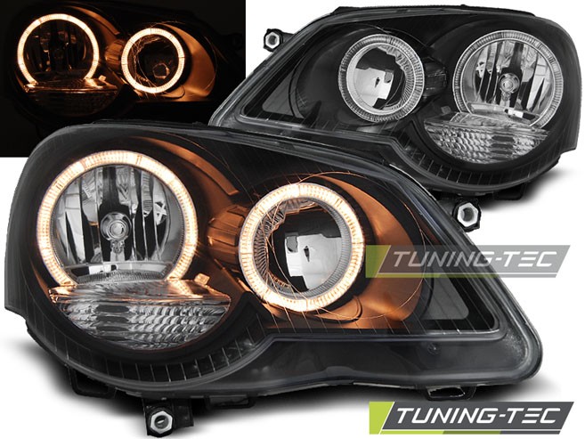 Передні фари із чорним корпусом VOLKSWAGEN POLO 9N3