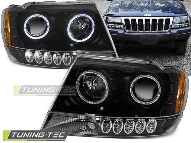 Передні тюнінгові фари з кільцями JEEP GRAND CHEROKEE WJ