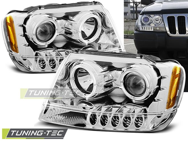 Передні фари з ангельськими очками JEEP GRAND CHEROKEE WJ