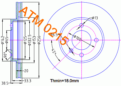 Гальмівний диск передній вентильований Seat ATM0215