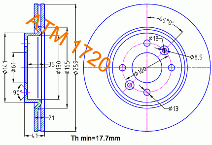 Гальмівний диск передній вентильований Dacia ATM1720