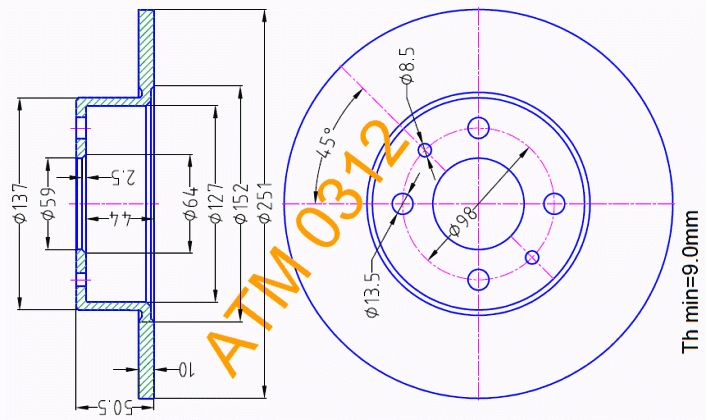 Гальмівний диск Lancia ATM0312